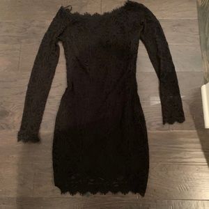 Black lace bodycon dress